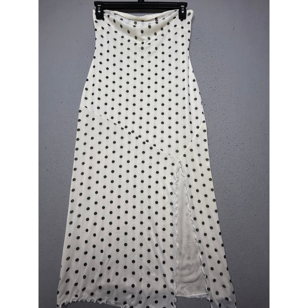 Urban Outfitters Strapless Maxi Dress Polyester Polka Dot White Large Womens
